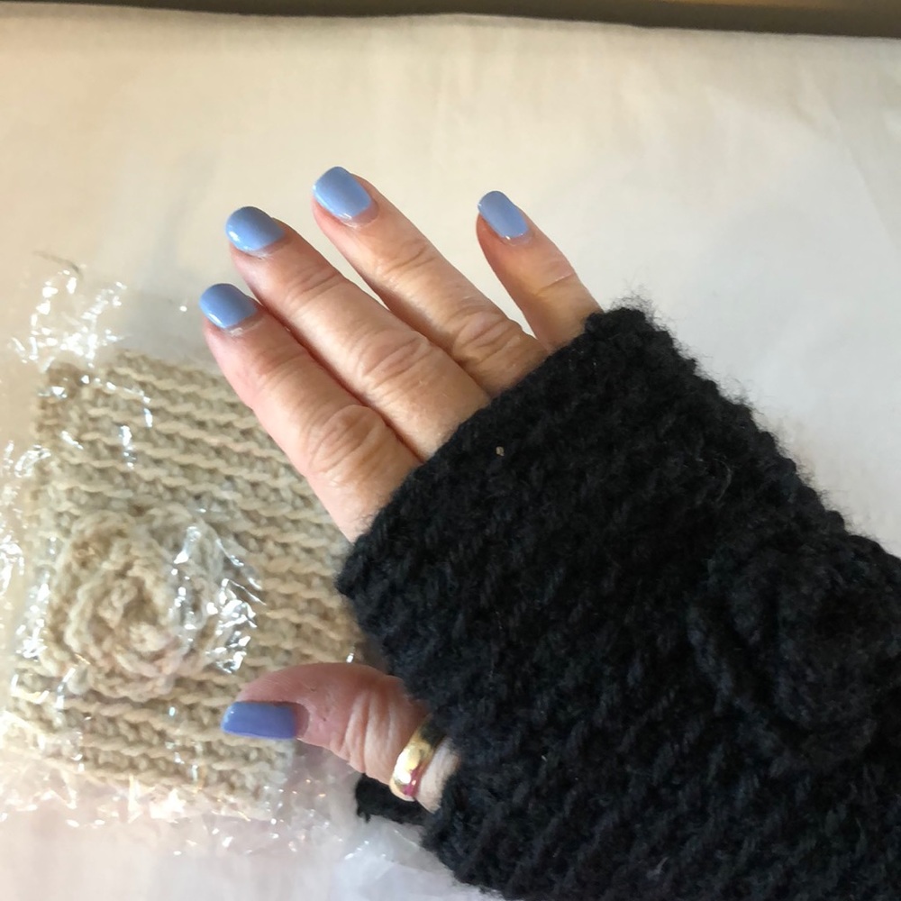NWT! Bundle half mittens. Black and cream.